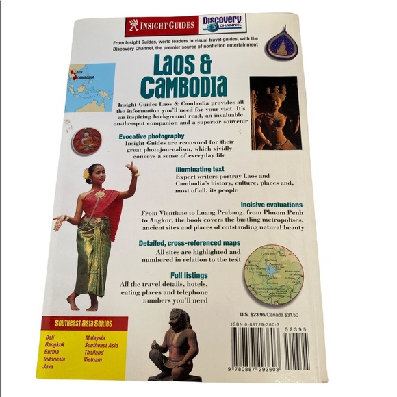 Vintage Discovery Channel Insight Guide Laos Cambodia travel guide book Size OS - Picture 2 of 4